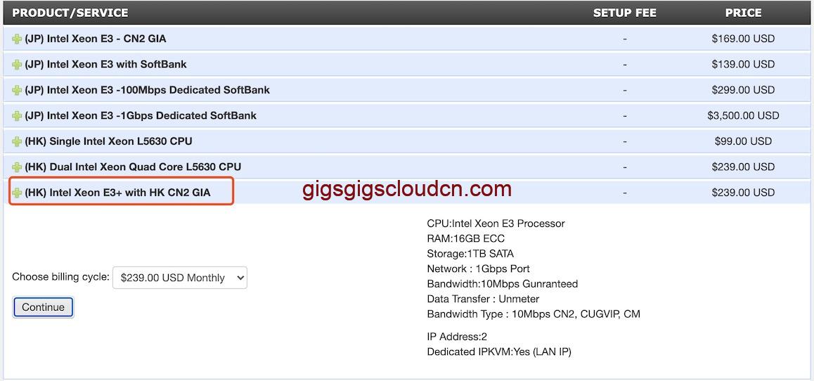 GigsGigsCloud香港服务器3.5折促销